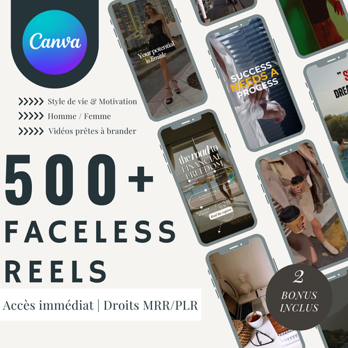 Pack de 500+ Reels Faceless – Templates modifiables sur Canva