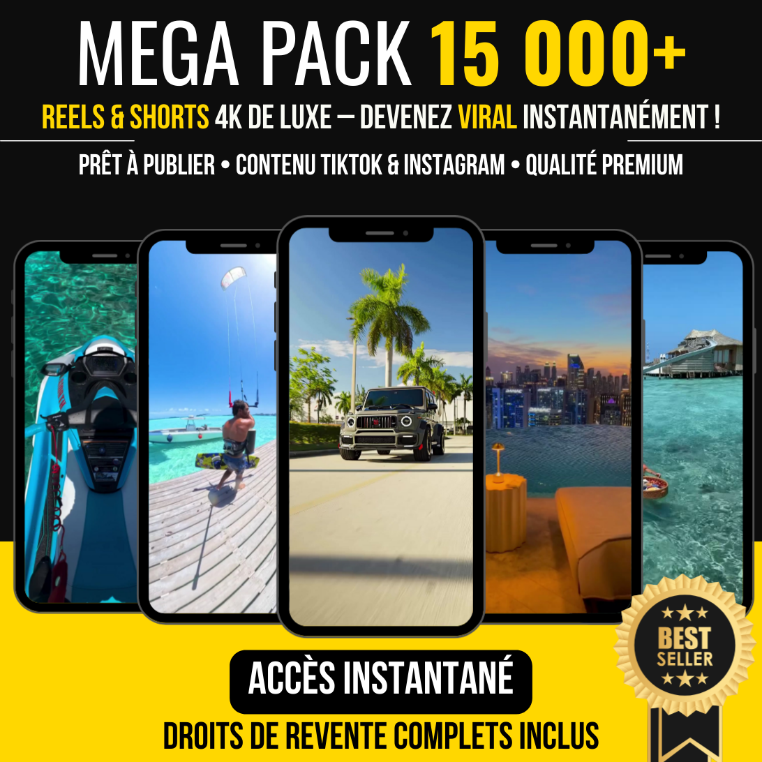 Pack 15 000 Reels TikTok viraux – Sons tendance et montages professionnels