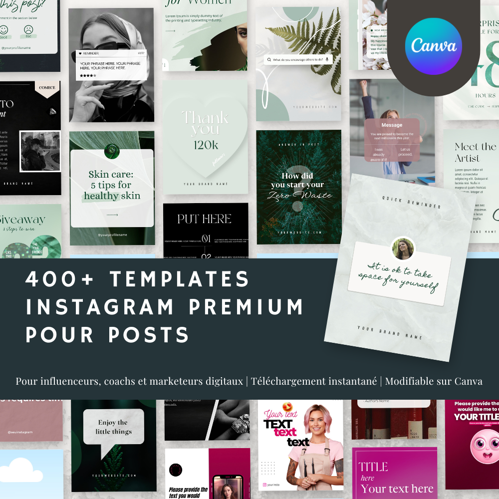 Pack de 400+ Templates Canva pour Instagram – Influenceurs et marketeurs